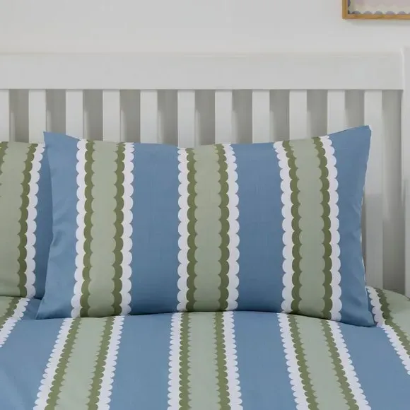 Tessie Stripe Quilt Cover & Pillowcase Set - Green, Polycotton alternate view