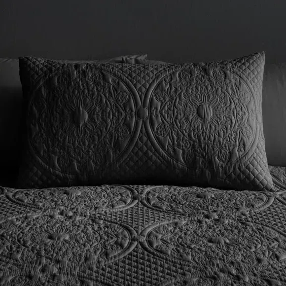 Mandalay Textured Duvet Cover Set with Pillowcase - Coal alternate view