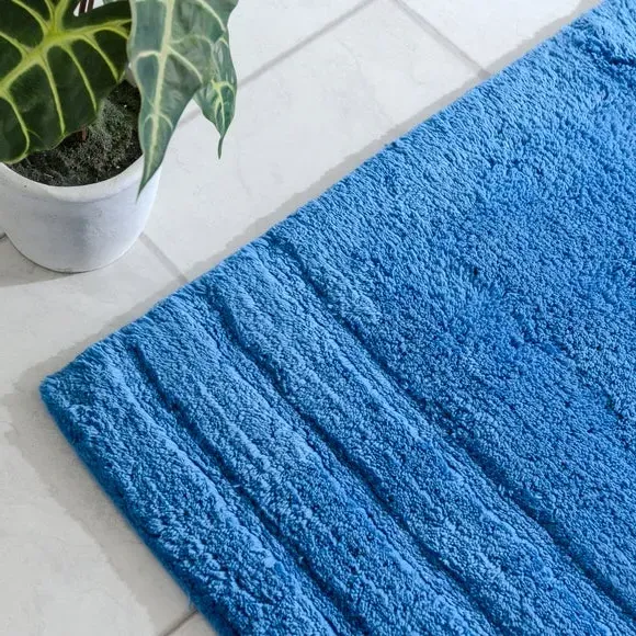 Textured Stripe Bath Runner - Cornflower Blue, Cotton alternate view