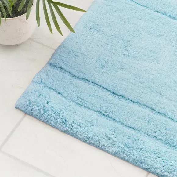 Textured Stripe Shower Mat - Duck Egg Blue, Cotton alternate view