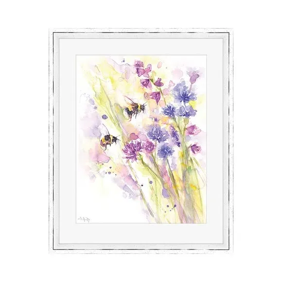Framed Print Bees & Wildflowers - Purple alternate view