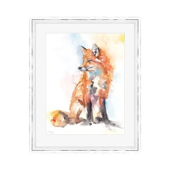 Framed Print with Fox Design - Multicolor alternate view