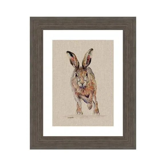 Framed Print with Hare Design - Natural alternate view