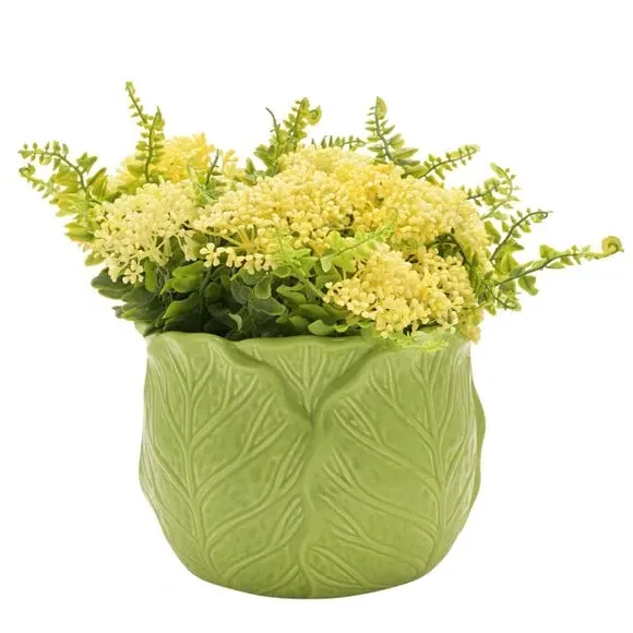 Cabbage-Shaped Planter - Green, Ceramic alternate view