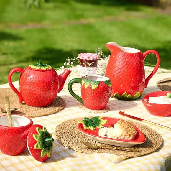 Strawberry Teapot - Red, Ceramic alternate view