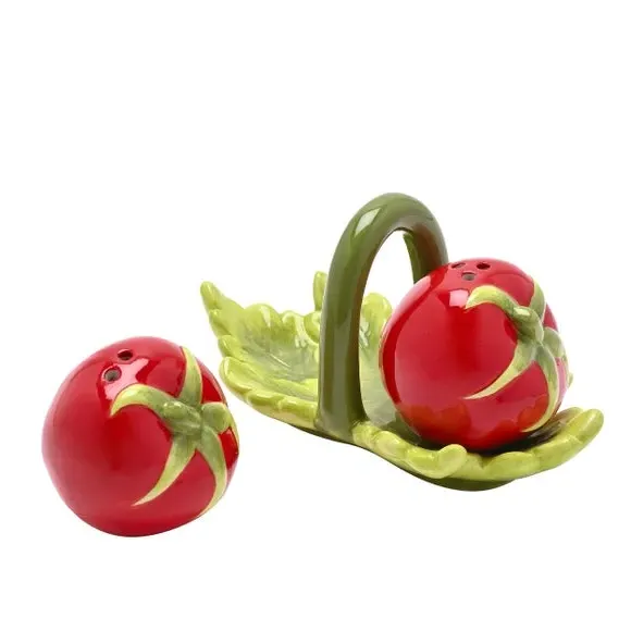 Tomato Salt and Pepper Set - Red, Ceramic alternate view