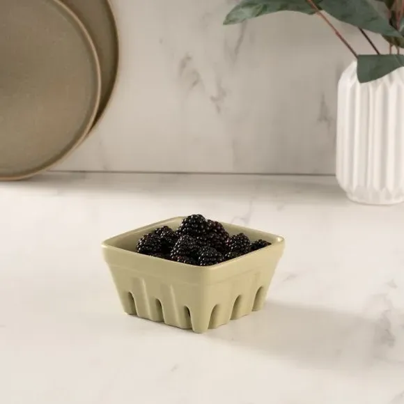 Ceramic Storage Crate Stackable - Olive Green, Stoneware alternate view