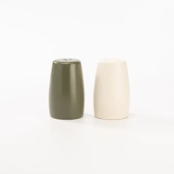 Ceramic Salt and Pepper Set - Olive Green, Stoneware alternate view