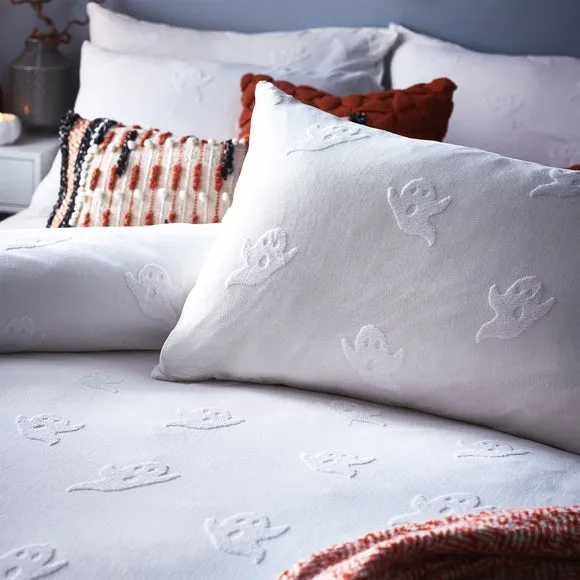 Ghost Tufted Duvet Cover and Pillowcase Set - White, Cotton alternate view