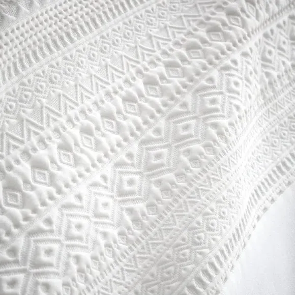 Theo Panel Geo Duvet Cover & Pillowcase Set - White alternate view