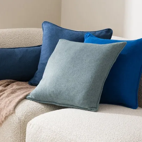 Throw Cushion with Self-Piping - Pacific Blue by Dunelm, image 4