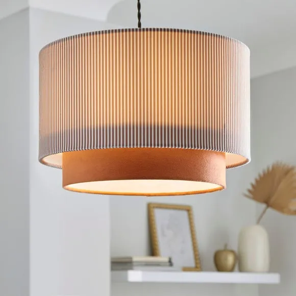 Ticking Stripe Two-Tier Lamp Shade - Rust, Polyester product