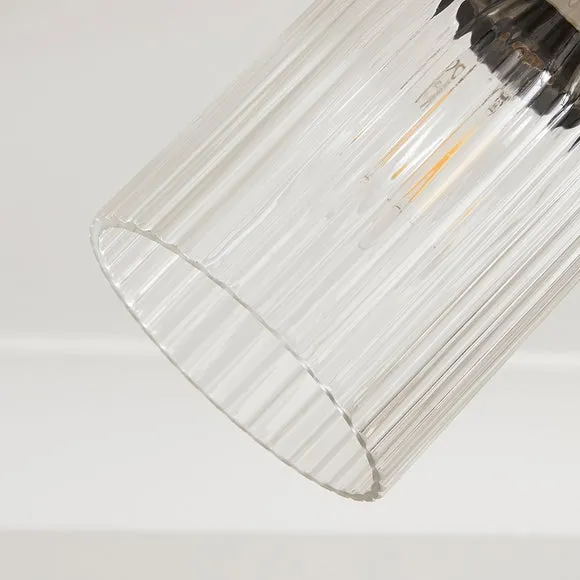 Tobias Ribbed 3-Light Adjustable Semi Flush Spotlight - Pewter by Dunelm, image 4