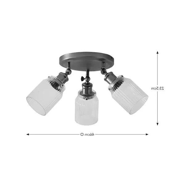 Tobias Ribbed 3-Light Adjustable Semi Flush Spotlight - Pewter by Dunelm, image 6
