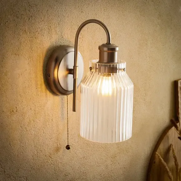 Tobias Ribbed Bathroom Wall Light - Grey alternate view