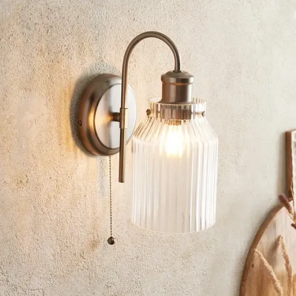 Tobias Ribbed Bathroom Wall Light - Grey product