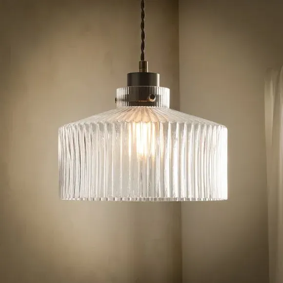 Tobias Ribbed Easy Fit Pendant Shade - Grey, Glass alternate view