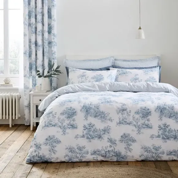 Toile Scene Duvet Cover & Pillowcase Set - Ashley Blue, Cotton product