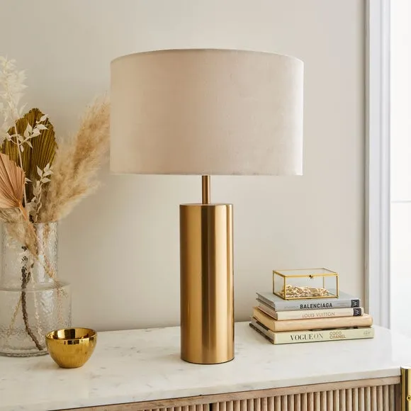 Touch Table Lamp with Dimmer - Cream, Velvet alternate view