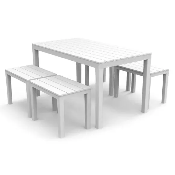 4-Seater Rectangular Dining Set - White, Polypropylene alternate view
