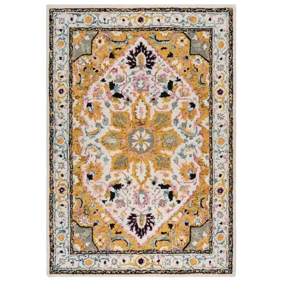 Traditional Wool Rug - Yellow, Handtufted alternate view