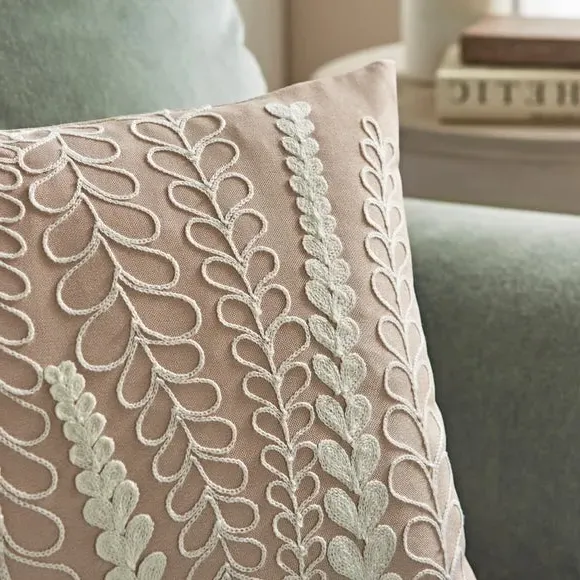 Rectangle Cushion with Embroidery - Natural alternate view
