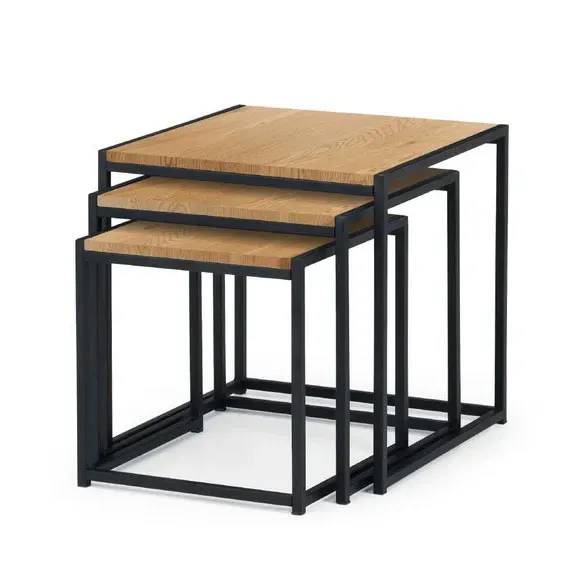 Tribeca Nest of 3 Tables - Oak, Metal alternate view