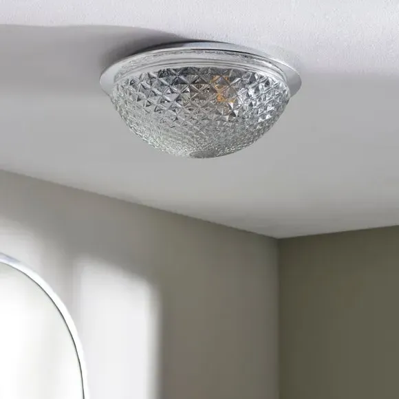 Tropic Faceted Dome Flush Bathroom Ceiling Light - Clear alternate view