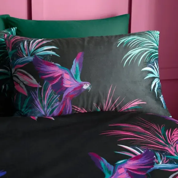 Tropical Bird Duvet Cover & Pillowcase Set - Fuschia, Velour alternate view