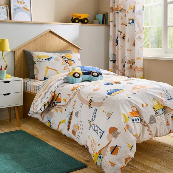 Trucks & Diggers Duvet Cover and Pillowcase Set - Multicolor, Cotton product