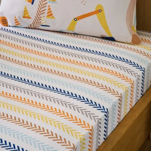 Trucks & Diggers Fitted Bed Sheet - Multicolor, Cotton product