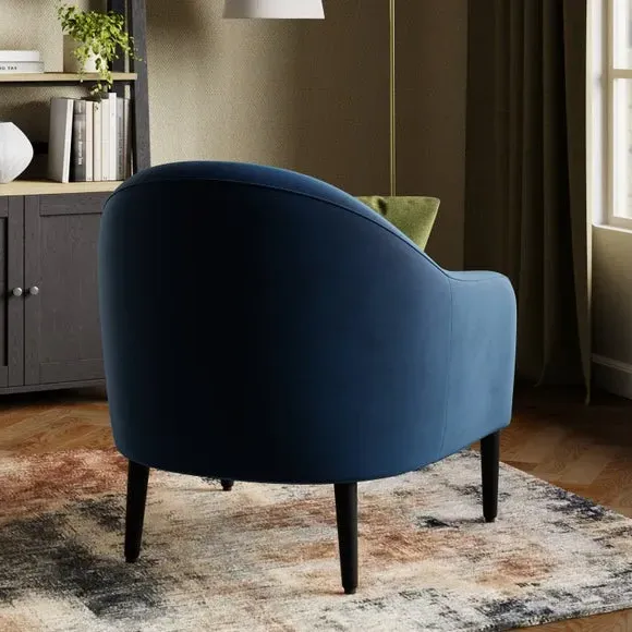 Kaspar Tub Chair with Foam Seat - Navy Blue, Velvet alternate view