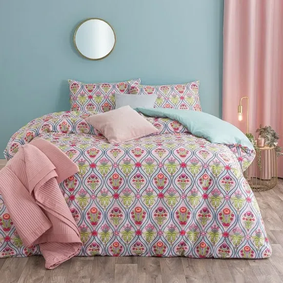 Tulip Bouquet Duvet Cover & Pillowcase Set - Pink, Recycled Polyester Velour product