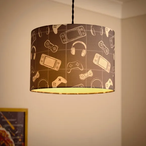 Ultimate Gamer Easy Fit Lamp Shade - Grey, Polyester alternate view