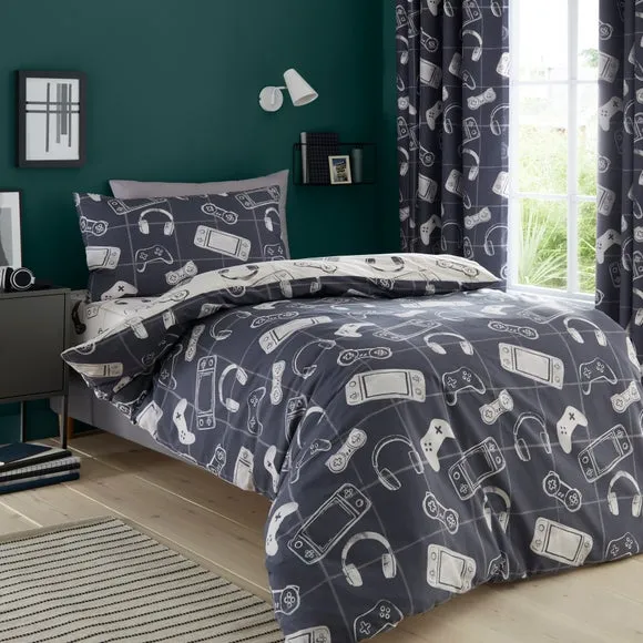 Ultimate Gamer Quilt Cover & Pillowcase Set - Black, Polycotton product