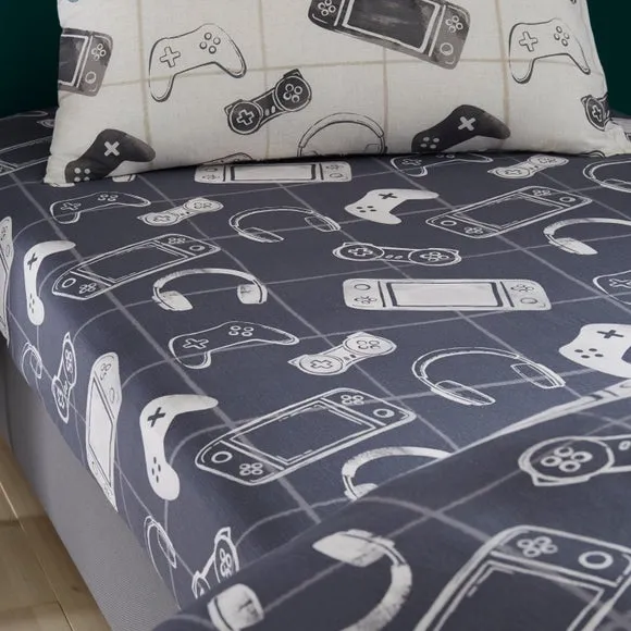 Ultimate Gamer Set of 2 Fitted Sheets - Black, Polycotton product