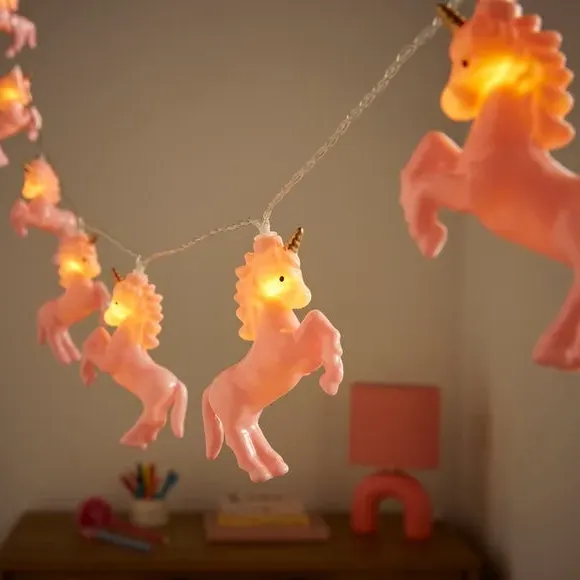 Unicorn String Lights - Pink, Battery Powered alternate view
