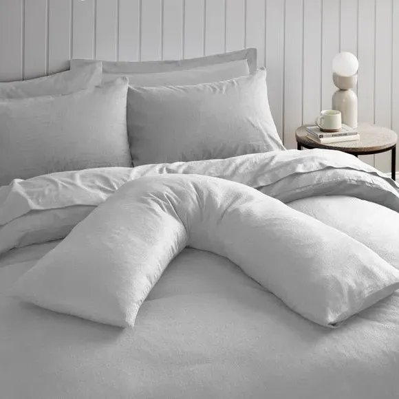 V-Shape Pillowcase - Grey, Brushed Cotton by Dunelm, alternate view