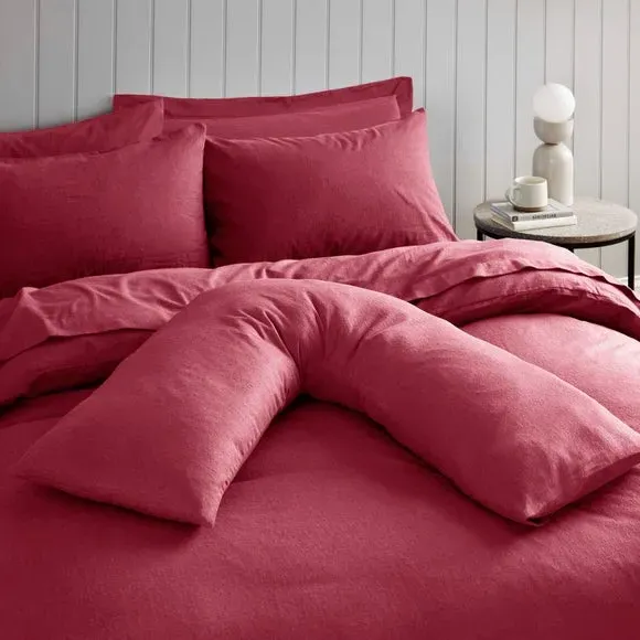 V-Shape Pillowcase - Rhubarb, Brushed Cotton by Dunelm, alternate view