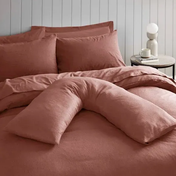 V-Shape Pillowcase - Terracotta, Brushed Cotton by Dunelm, image 2