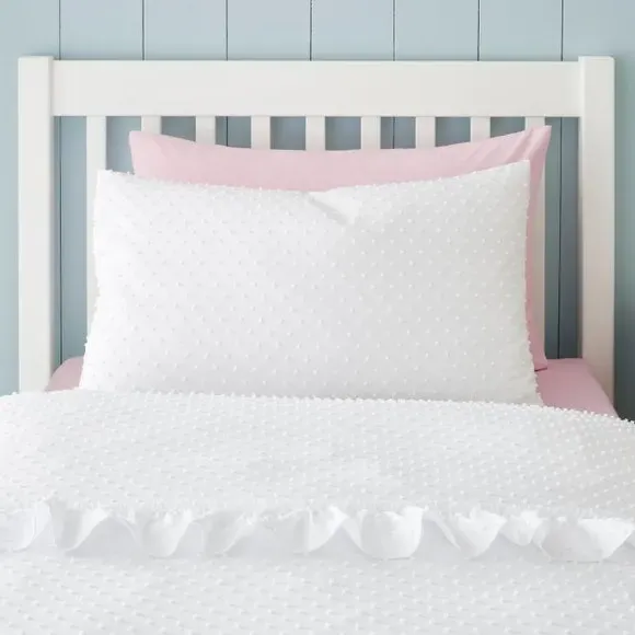 Valley Clipped Frill Quilt Cover & Pillowcase Set - White alternate view