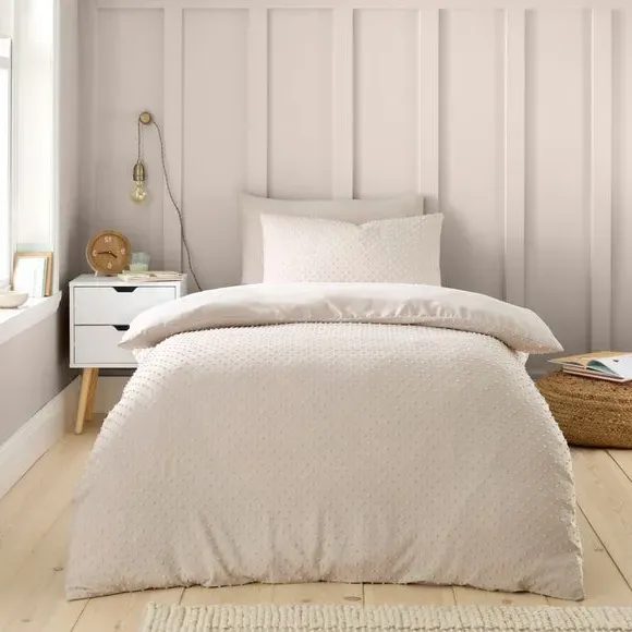 Valley Clipped Jacquard Duvet Cover & Pillowcase Set - Natural product