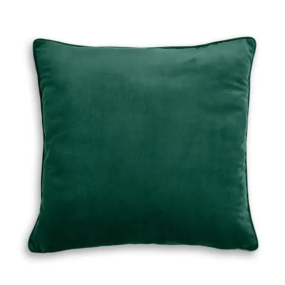Velour Cushion with Zip - Bottle Green, Recycled Fabric by Dunelm, image 2