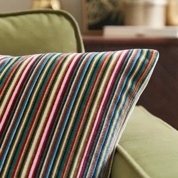 Striped Cushion Cover - Pink, Velvet alternate view