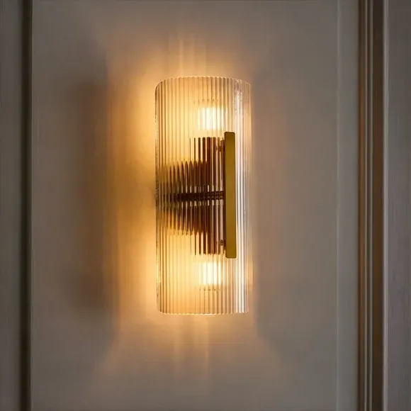 Veneto Ribbed 2 Light Wall Light - Clear, Glass alternate view