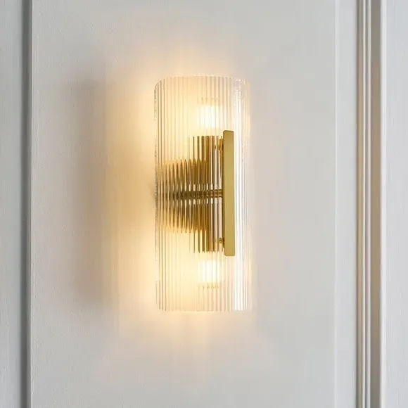 Veneto Ribbed 2 Light Wall Light - Clear, Glass product