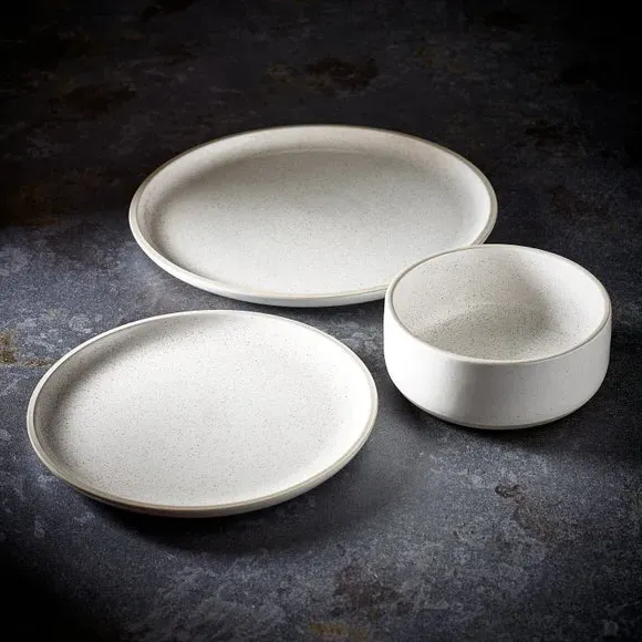 12-Piece Dinner Set with Raw Rim - White, Stoneware alternate view