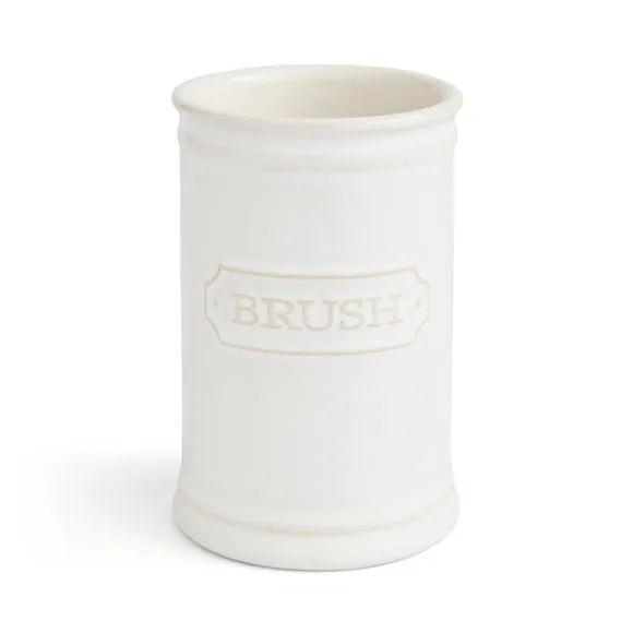 Ceramic Toothbrush Holder - White by Dunelm, alternate view