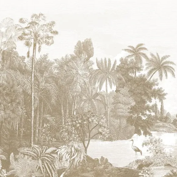 Vintage Tropical Wall Mural - Natural, Non-Woven alternate view