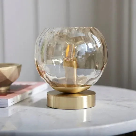 Table Lamp with Dimpled Shade - Brass, Glass alternate view